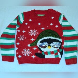 Toddler Christmas Sweater With Cool Pengui  3-4T